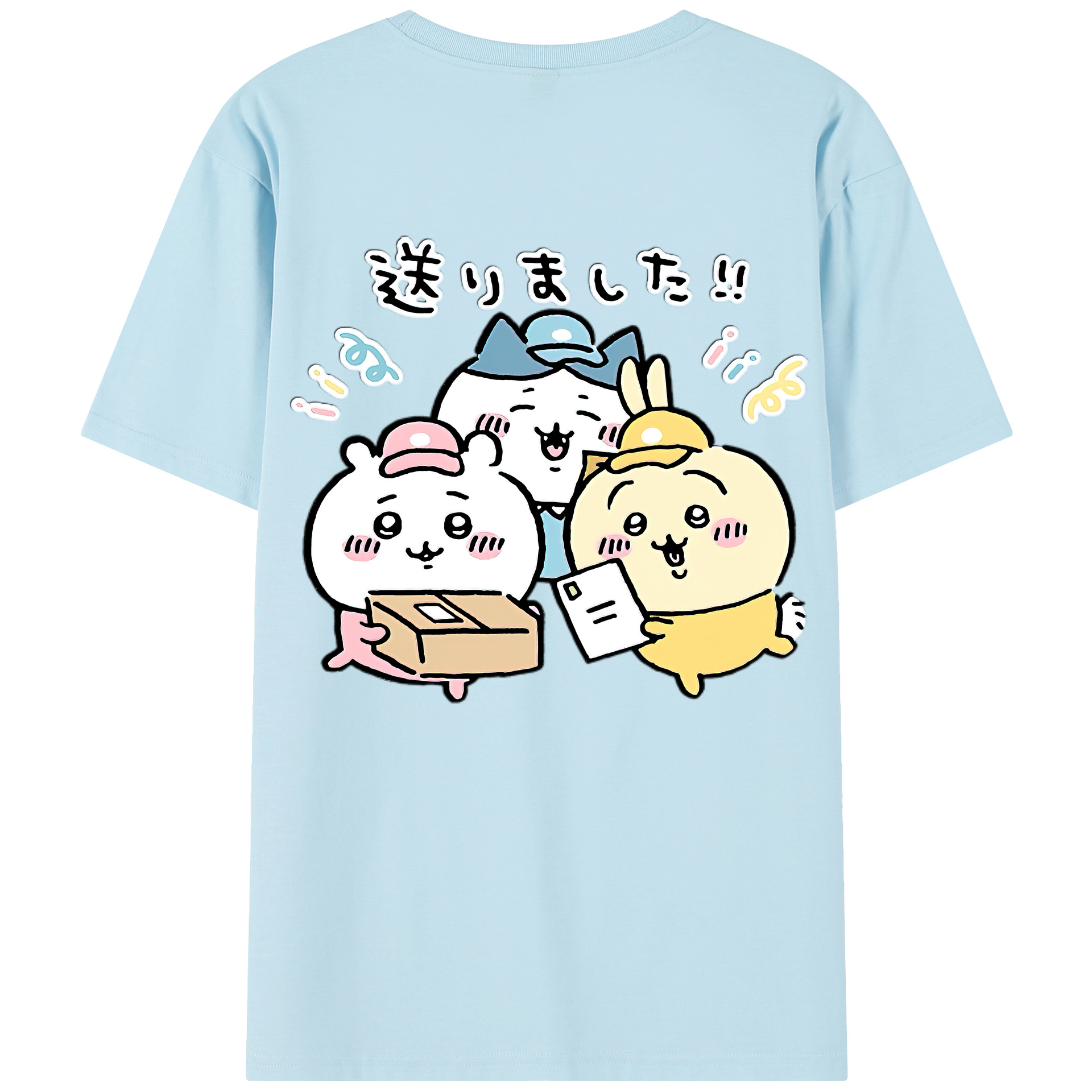 （画像用） ちいかわ ハチワレ Chii-kawa hachiware 綿100％半袖Tシャツ（背面プリント）